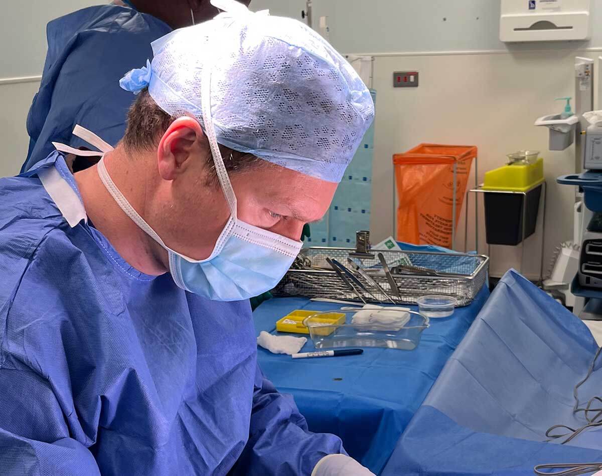 Jonathan Dunne during a surgery in Belgravia
