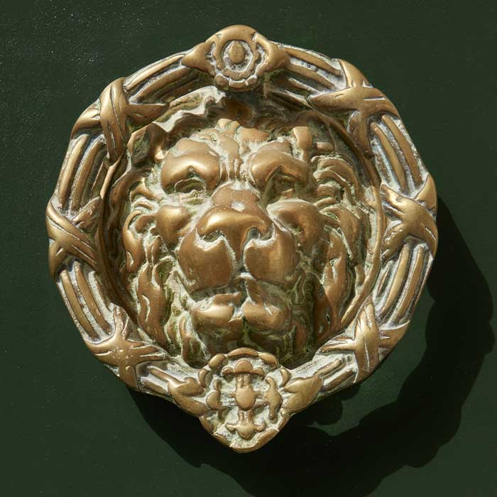 A golden lion on the door